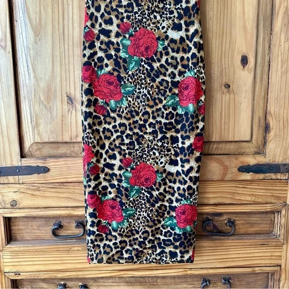 DNA Couture Leopard Print Strapless Midi Dress with Red Rose Accents - Medium - Picture 11 of 16